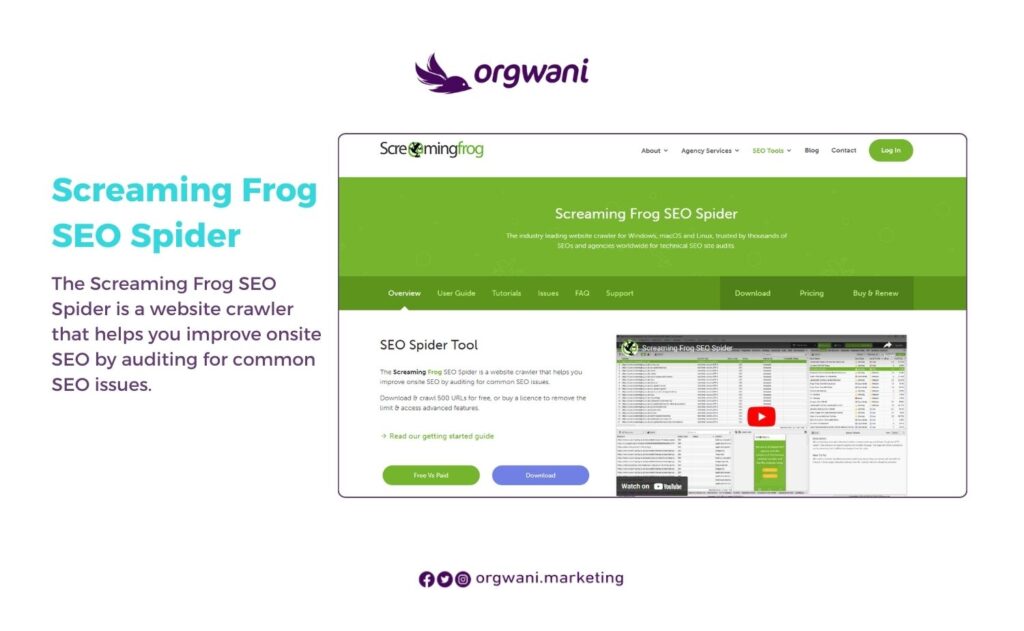 أداة Screaming Frog SEO Spider